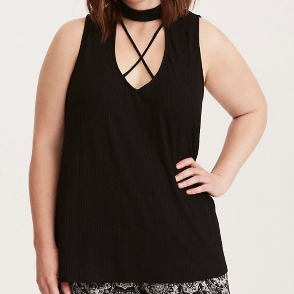 Torrid Black Mock Neck Tank Top